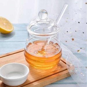 Clear Heat-Resistant Glass <strong>Honey</strong> Jar with Dipper and Lid Beehive Pot <strong>Set</strong> for Storing Jam and <strong>Honey</strong> - Product Image 3