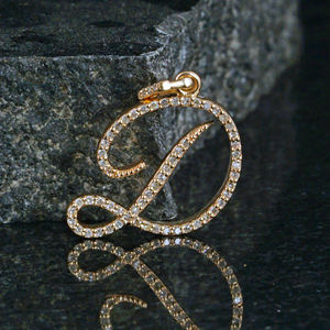 Colgante de oro amarillo de 14K con diamantes pavé, regalo de Año Nuevo de Navidad, inicial D, venta al por mayor - Product Image 3