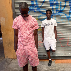 Completo Streetwear con Stampa Sublimatica, Set Due Pezzi Personalizzato, <span class=keywords><strong>Abbigliamento</strong></span> <span class=keywords><strong>Slim</strong></span> <span class=keywords><strong>Fit</strong></span>, Completo Casual da <span class=keywords><strong>Uomo</strong></span> con Pantaloncini e T-shirt, Vendita all'Ingrosso - Product Image 1