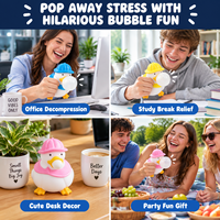 Squishies Canard Souffleur de Bulles, Jouet Sensoriel Anti-Stress en TPR Souple, Mignon Dessin Animé, pour Enfants et Adultes