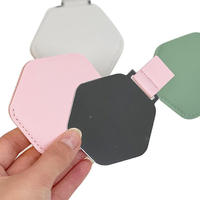 Miroir cosmétique portable à main, mini miroir hexagonal en acier inoxydable, personnalisation multicolore, miroir de maquillage de poche