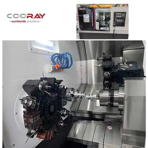 COORAY Mini Metal Lathe WY300 Fixed Power Turret Horizontal CNC Lathe Machine Metal Turning CNC Lathe Double Spindle Cutting Mac