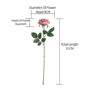 <span class=keywords><strong>Rose</strong></span> artificielle à tige unique, magnifique, rouge blanc, fleur décorative, YC1014, 1 pièce - Product Image 6