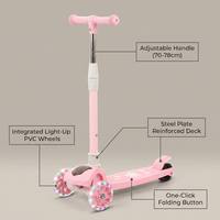 Trottinette pour enfants à hauteur réglable, pliable sur 4 niveaux, 70-78 cm, trottinette portable pour filles, rose