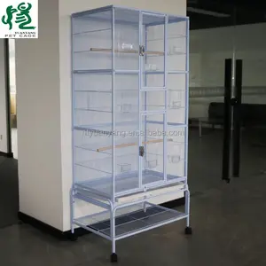 Upgraded High Quality White Metal Large Size Multi-compartment Parrot House Bird Breeding Cage With Wheels For Easy Movement