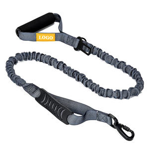 Heavy Duty Double Poignées Stretch Élastique Absorbant Les Chocs Réfléchissant Bungee <span class=keywords><strong>Chien</strong></span> <span class=keywords><strong>Laisse</strong></span> <span class=keywords><strong>Laisse</strong></span> Pet Colliers Laisses Imprimer Noir - Product Image 2