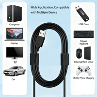 Kabel Pigtail Pengisian Daya USB 2.0 Male Female ke 2 Kabel Harness, Kustom Pabrik, Warna Hitam, 0.3m 1m 2m, 22awg 2464