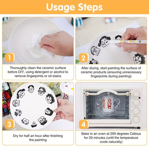 Ensemble de marqueurs de peinture en céramique à pointe fine professionnels pour la peinture et la décoration de la porcelaine, de la vaisselle et du verre, four et micro-ondes - Product Image 5