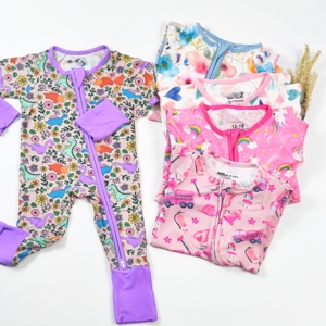 Pijamas Personalizados <span class=keywords><strong>de</strong></span> Fibra <span class=keywords><strong>de</strong></span> Bambú al 95% y Spandex al <span class=keywords><strong>5</strong></span>%, Cómodos y Estampados, Mamelucos para Bebé <span class=keywords><strong>de</strong></span> Manga Larga, Pijamas Suaves para Bebé - Product Image 4