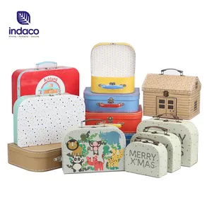 New born Baby gift box customized pure paper suitcase wholesale cardboard suitcase with handle