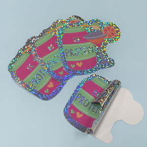 Tùy chỉnh chết cắt Holographic không thấm nước cầu vồng lăng kính Sticker phim hoạt hình decal Sticker phim hoạt hình PVC nhãn gói Hải Quan dán - Product Image 4