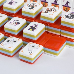 Jeu de mahjong américain en acrylique à quatre couches, thème Halloween orange, ambiance festive - Product Image 2
