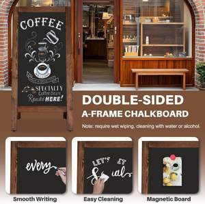 <span class=keywords><strong>Pizarra</strong></span> Magnética Plegable de Doble Cara Vintage de 40 x 20 Pulgadas, <span class=keywords><strong>Pizarra</strong></span> Magnética con Marco en A, <span class=keywords><strong>Pizarra</strong></span> Magnética Doble con 8 Marcadores de Tiza - Product Image 4