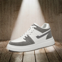 Chaussures montantes en cuir pour hommes - Baskets décontractées à talon compensé invisible