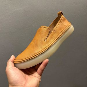 Brown Leather Shoes Men's Loafers Winter New Style Cowhide Work <b>Boots</b> Factory Supplier Fashionable Retro Casual Shoes - Product Image 1