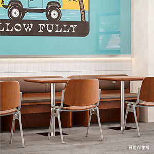 Ensemble table et chaises <span class=keywords><strong>de</strong></span> salle à manger en acier inoxydable commercial et bois massif, écologique, pour café/thé au lait/dessert/gâteau - Product Image 6