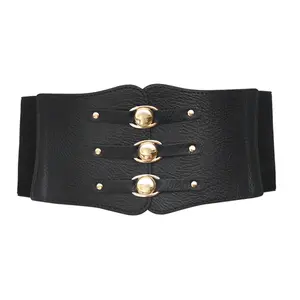 Women's super wide waist seal belt Elastic tassel belt embellish skirt accessories