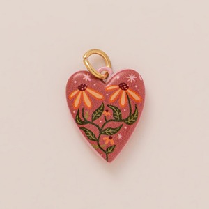 Collares de cadena de latón pintados a mano con motivos botánicos vibrantes, colgante de amor, nuevo conjunto de joyería artesanal DIY - Product Image 1