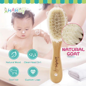 Ensemble de peigne et de buisson pour bébé-bois de lotus naturel avec poils de chèvre doux et peigne en bois de poire brosse à cheveux pour enfants - Product Image 2