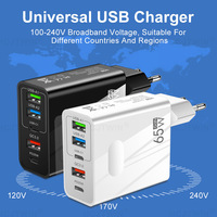 Cargadore De Celular PD 65W Adaptateur d'alimentation de charge rapide pour téléphone portable 3 USB + Type C Chargeur de voyage portable multi-ports