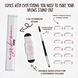 Kit de mise en forme de timbres à sourcils ShadowPowder 4 couleurs Double tête timbre à sourcils et kit de <span class=keywords><strong>pochoir</strong></span> - Product Image 5