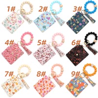 Gantungan Kunci Dompet Buah Wanita Tempat Kartu Identitas Tas Manik-manik Silikon Buah Vertikal Horizontal Gelang Dompet Koin Gantungan Kunci