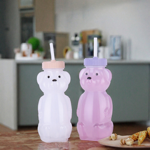 Botella de Jugo de <span class=keywords><strong>PET</strong></span> Gruesa Transparente con Forma de Oso Creativo, Taza Bonita para Niños, Té DE LA Leche, Agua, Jabón Líquido, 500ml, Tapón de Rosca, Sellado - Product Image 3
