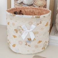 Petit panier de rangement pliable en coton pour coiffeuse, style vintage féminin, pour chambre, décoration intérieure et salle de bain, mignon et girly