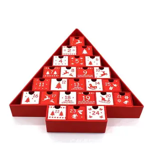Lujo al por mayor de alta calidad forma de árbol de Navidad tamaño personalizado cinta de diferentes colores caja sorpresa embalaje caja de regalo
