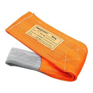 100% Polyester vinç ekipmanları kaldırma düz dokuma sapan 3t 4M sarı kayış EN1492-1 uyumlu - Product Image 3