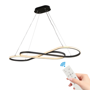 Luminaire suspendu LED moderne de 39 pouces, design infini, luminaire de plafond suspendu, hauteur réglable, intensité variable pour salon, salle à manger - Product Image 1