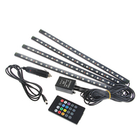 Kit d'éclairage d'ambiance intérieur de voiture 18 LED 5050 RGB SMD, bande lumineuse flexible 12V + télécommande musicale 24 touches
