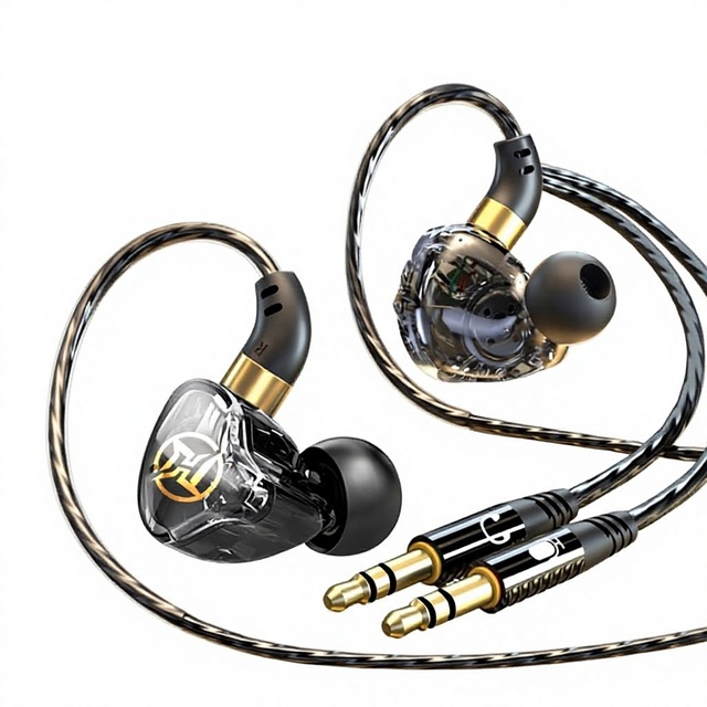 Aifeimei Wired HIFI Audiophile Gaming Surround Sound Headphones Featuring 2.7m Cord Heavy Bass Dual-jack Design for Desktop PCs