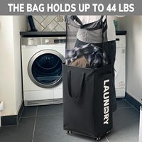 Panier à linge roulant 75L, grand panier à linge pliable en Oxford avec roulettes pour hôtel, maisons de retraite, rangement de vêtements