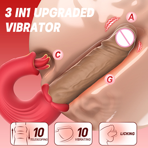 Vibrador de Clítoris y Punto G de Silicona Suave Realista con Doble Estimulación y Lamer, 10 Velocidades, Resistente al Agua, Recargable por USB, para Adultos - Product Image 6