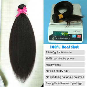 100% Malaysia kinky Straight Human Hair Bó 3 cái/lốc không <span class=keywords><strong>Remy</strong></span> màu sắc tự nhiên dệt phần mở rộng - Product Image 3