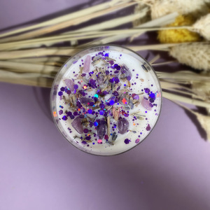 Cadeau de Noël, bougie parfumée en cire de soja avec fleurs séchées et cristaux, paillettes colorées, décoration intérieure, Thanksgiving, Nouvel An, Noël - Product Image 5
