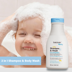 Champú y Gel de Baño 2 en 1 BEAVER para Niños, Champú Nutritivo para Bebés, Limpieza Suave, Hidratante, Gel de Ducha Sin Lágrimas - Product Image 1