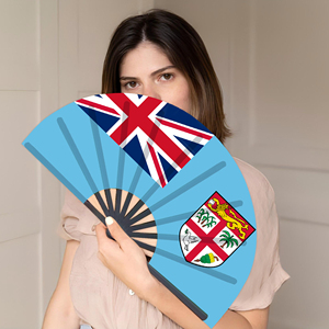 Abanicos Plegables de Bambú con la Bandera de Fiyi al por Mayor, Abanico de Mano para Carnaval, Boda, Festival, Fiesta, Agencia de Viajes - Product Image 3