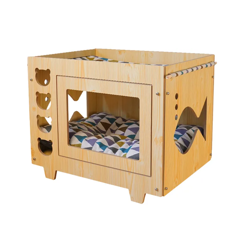 2022 new design comfortable wooden Cat house cat bed Indoor dog house for small pet