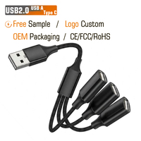 Cable USB-A 3 en 1 OTG con Trenzado de Nailon, Cable de Datos Portátil, Macho a Hembra USBA, Extensor USB