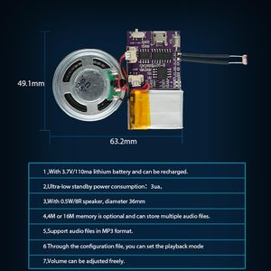 4 MB 4 phút MP3 Âm Nhạc Âm Thanh Chip Mô-đun Cảm Biến Ánh Sáng Chạy Bằng Pin Lithium Cáp <span class=keywords><strong>USB</strong></span> Giáng Sinh Năm Mới Lời Chào Loa - Product Image 3