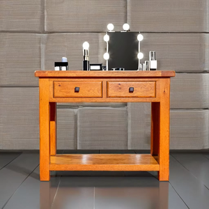 Table de vanité moderne en bois de chêne massif avec tiroir, coiffeuse minimaliste pour chambre à coucher, hôtel ou appartement, vente à chaud - Product Image 1