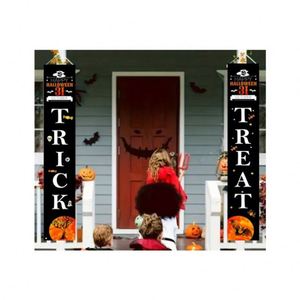 Halloween Couplets Porch Front for Door Hanging Decor Wall Outdoor Welcome <b>Banners</b> Sign - Product Image 1