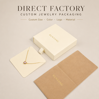 Ensemble d'emballage de bijoux blanc crème personnalisé avec boîte cadeau, pochette en microfibre et carte de présentation de collier pour les marques de bijoux