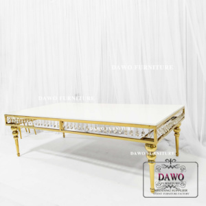 New Design Gold Stainless Steel Crystal Decoration Rectangular Wedding <strong>Birthday</strong> <strong>Tables</strong> for Decorative Party Used - Product Image 4