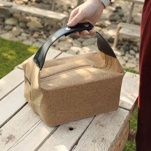 Quick Ship Cork Lunch Bag with Zipper & Handle Big Capacity Embossed Design-Promotional <b>Gift</b> for <b>Office</b> Picnic & Camping - Product Image 2