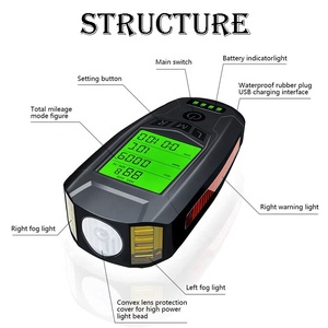 Set Ciclismo con Tachimetro, Contachilometri, Campanello, Faro LED USB Ricaricabile <span class=keywords><strong>per</strong></span> <span class=keywords><strong>Bicicletta</strong></span> con Clacson - Product Image 2