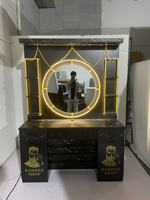 Station de coiffure moderne de luxe double face avec miroir et armoire pour salon
