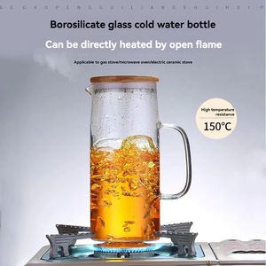 Carafe en verre transparent, design moderne et écologique, grande capacité pour usage domestique, idéale pour l'eau bouillante et les jus, options de pot à thé ou à jus - Product Image 2